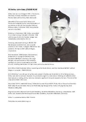 A preview of a PDF biography for Bate, Arthur John